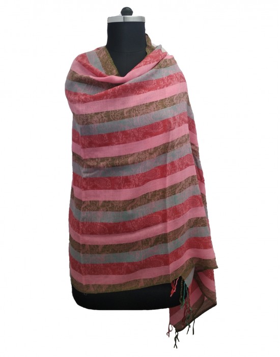 Multi stripes wool blend Stole Broad Stripes Purple